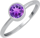 0.80Cts Sterling Silver Natural Genuine Solitaire Amethyst Ring For Women, Purple Stone February Birthstone Ring Jewelry Gift For Women Mom Wife Girlfriend Sister